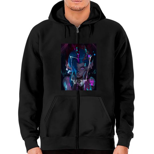 Arcane Jinx Wanted Zip Hoodies, League Of Legends Shirt