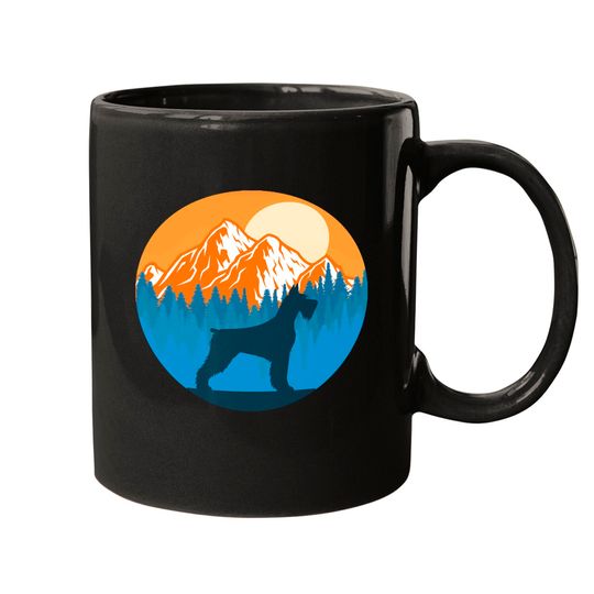Giant Schnauzer Giant Schnauzer Dog Silhouette Sunset Mountain Forest giant schnauzer lover Mugs