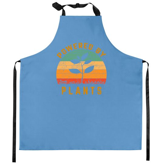 Vegan Powered By Plants Kitchen Aprons  Vegetarian Kitchen Aprons  Herbivore Kitchen Aprons