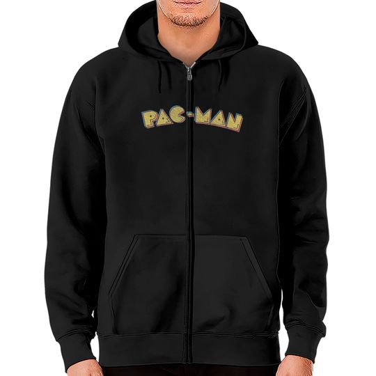 Pac-Man Logo (distressed) - Pac Man - Zip Hoodies
