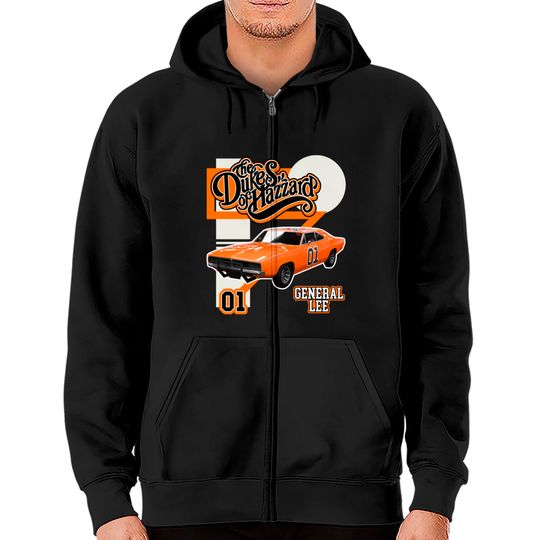Retro Style General Lee Hazzard Racing Design - Dukes Of Hazzard - Zip Hoodies