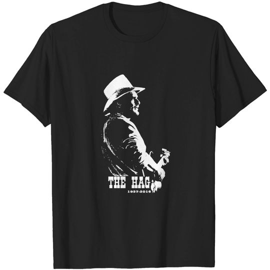 Grozinrel Men's Merle Haggard The HAG 1937-2016 t Shirt Black Short Sleeve Cotton Shirts