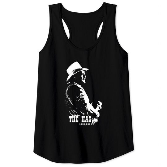 Grozinrel Men's Merle Haggard The HAG 1937-2016 Tank Tops Black Short Sleeve Cotton Shirts