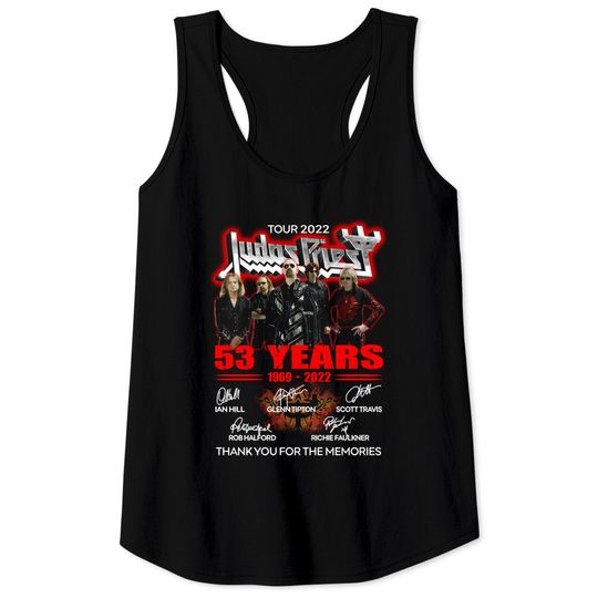 Tour 2022 Judas Priest 53 Years 1969-2022 The Memories Signatures Tank Tops