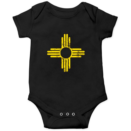 New Mexico Flag Onesie Distressed Yellow Zia Sun Alone Onesie