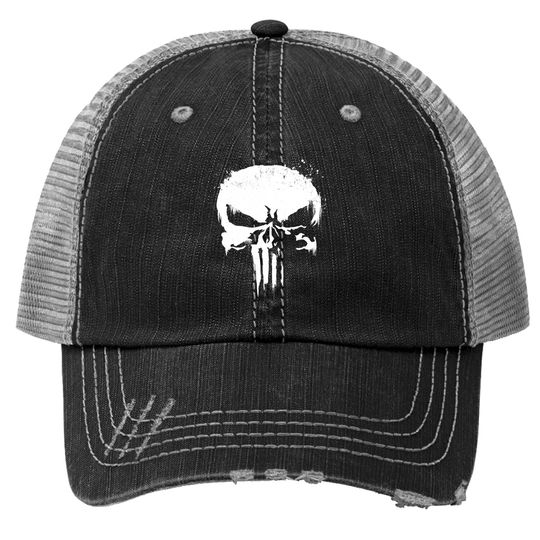 Marvel Punisher Streaked Skull Symbol Trucker Hats