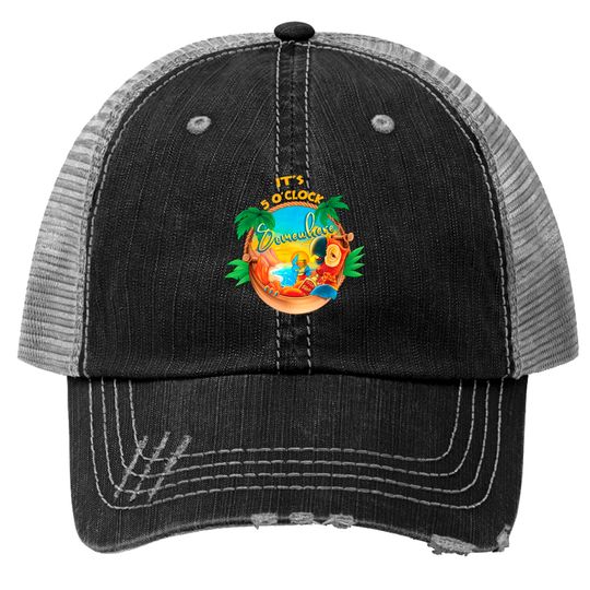 Discover It Is 5 O'clock Somewhere Drinking Parrot Trucker Hats