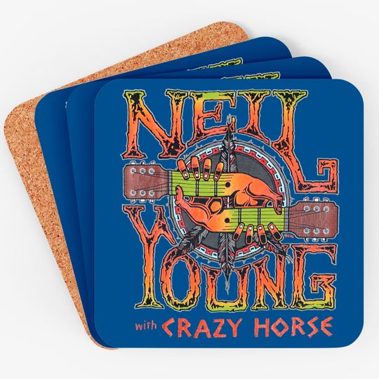 Neil Young Unisex Coasters, Crazy Horse Vintage Retro Coaster, Folk Music Band 1970s Music Hard Rock Coaster