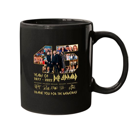 Def Leppard 45 Year 1977-2022 Mugs, Def Leppard Anniversary 45th Mug