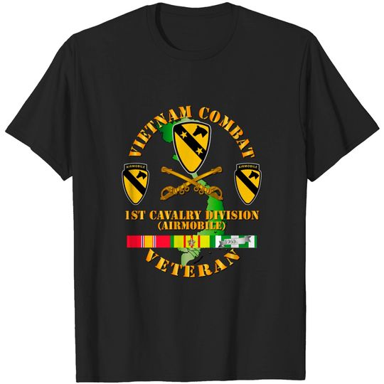 Vietnam Combat Veteran w 1st Cav DUI - Vietnam Combat Veteran W 1st Cav Dui - T-Shirt