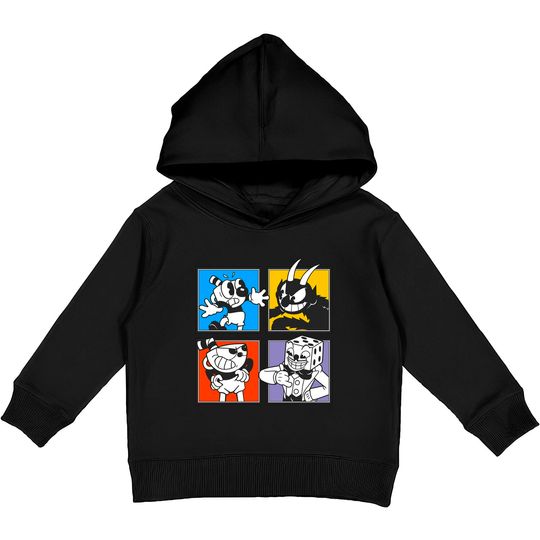 Cuphead Characters - Videogames - Kids Pullover Hoodies