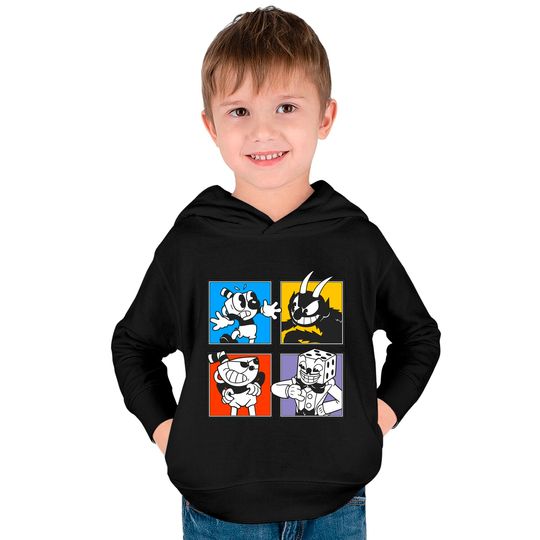 Cuphead Characters - Videogames - Kids Pullover Hoodies