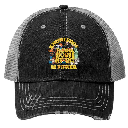 Schoolhouse Rock Knowledge Is Power Logo Group Trucker Hats
