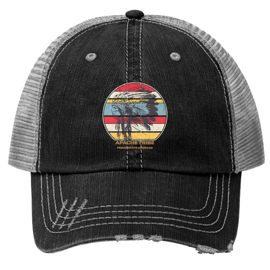 Apache Tribe Native American Indian Proud Retro Sunset - Apache - Trucker Hats