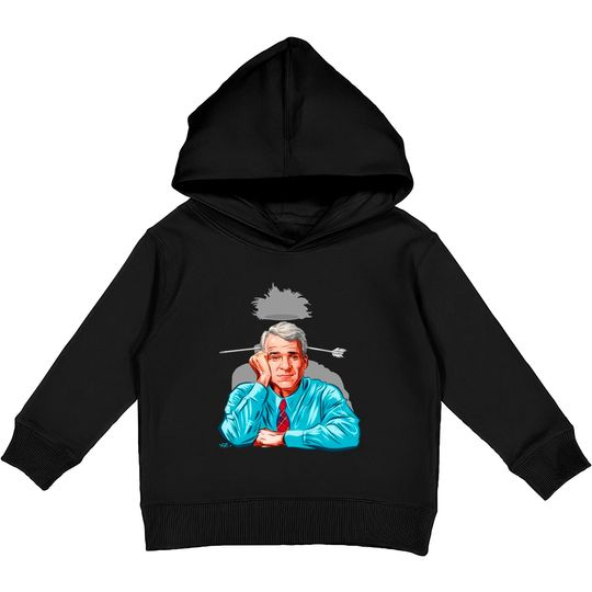 Steve Martin - An illustration by Paul Cemmick - Steve Martin - Kids Pullover Hoodies