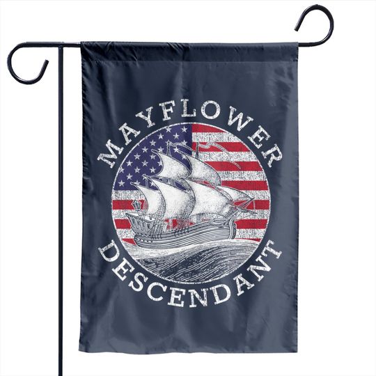 Discover Mayflower Descendant USA Flag Distressed Garden Flags