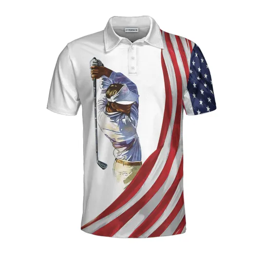Discover American Flag Golf Art Polo Shirt, Patriotic Golf Shirt For Golfers, Golf Gift Idea For American Lovers