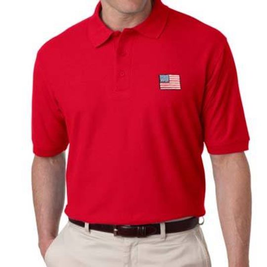 Discover Men's Patriotic USA Flag Polo Shirt