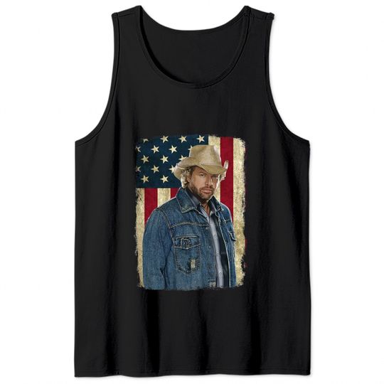 Vintage American Flag Name Toby Keith Tank Tops