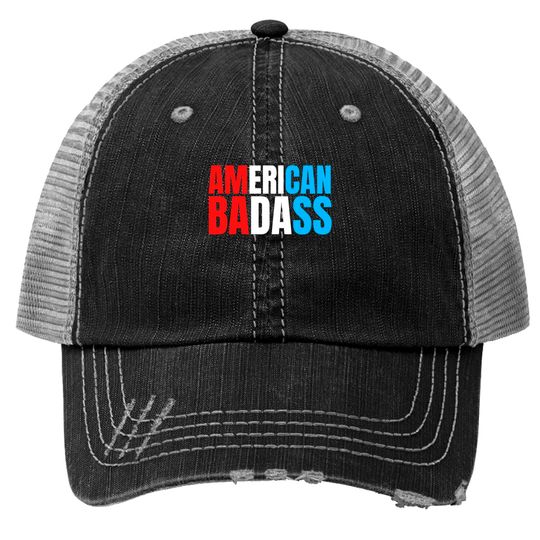 Kid Rock AMERICAN BADASS (Red, White & Blue patriotic version) Trucker Hats