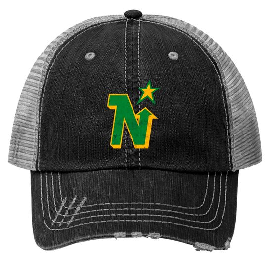 Minnesota North Stars -- Defunct Team -- Faded/Distressed Style - Minnesota North Stars - Trucker Hats
