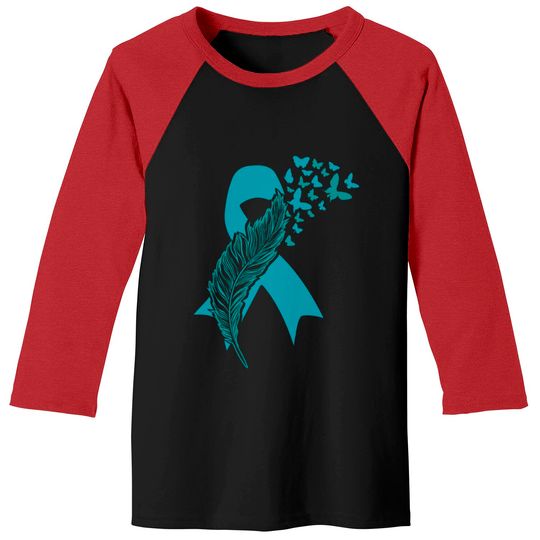 Ovarian Cancer Baseball Tees,  Teal Ribbon Baseball Tees