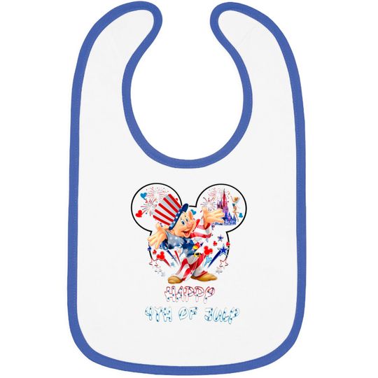 Dopey Dwarf Mickey Head Disney Happy July 4th Fireworks Bibs