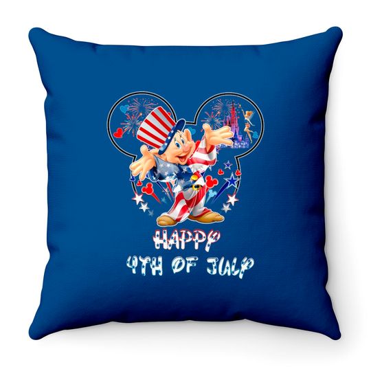 Dopey Dwarf Mickey Head Disney Happy July 4th Fireworks Throw Pillows