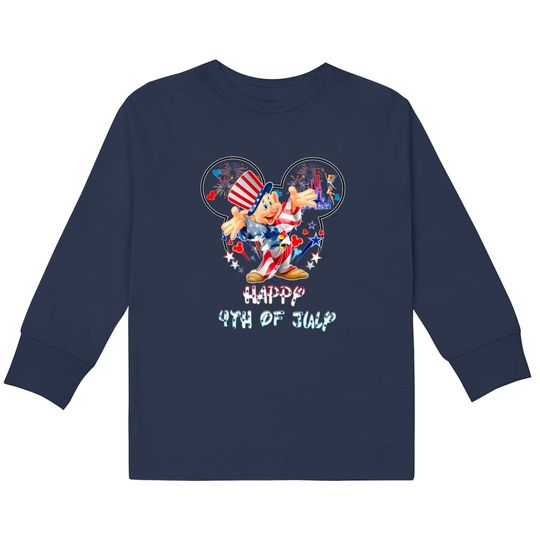 Discover Dopey Dwarf Mickey Head Disney Happy July 4th Fireworks  Kids Long Sleeve T-Shirts