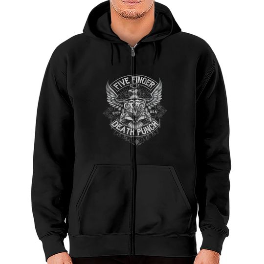 Five Finger Death Punch Got Your Six 1  Zip Hoodies