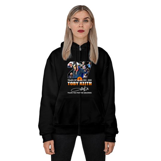 Toby Keith 1993-2022 Toby Keith Thank You The Memories Zip Hoodies