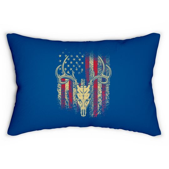 Discover Skull Flag Lumbar Pillows Deer Hunters Deer Skull On American Flag