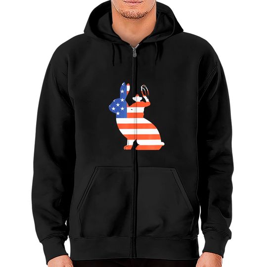 American Flag Cowboy Riding Bull Jack Rabbit Zip Hoodies