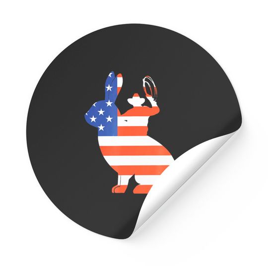 American Flag Cowboy Riding Bull Jack Rabbit Stickers