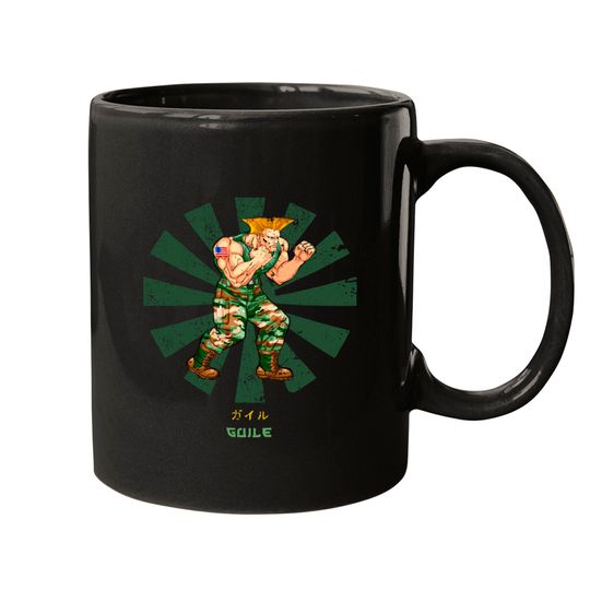 Guile Street Fighter Retro Japanese - Street Fighter - Mugs