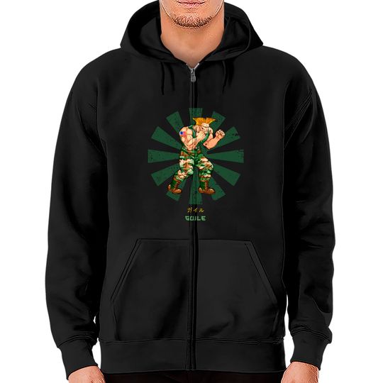 Guile Street Fighter Retro Japanese - Street Fighter - Zip Hoodies