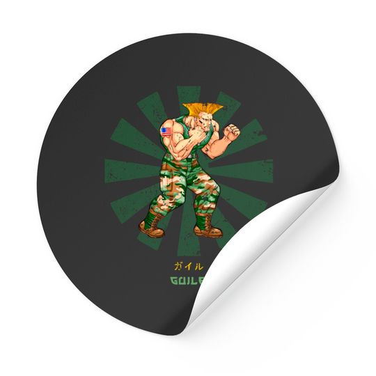 Discover Guile Street Fighter Retro Japanese - Street Fighter - Stickers
