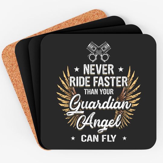 Motorcycle Biker Bell Guardian Angel Christian Bik Coasters