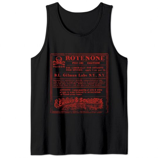 Rotenone Label, distressed - The Creature From The Black Lagoon - Tank Tops