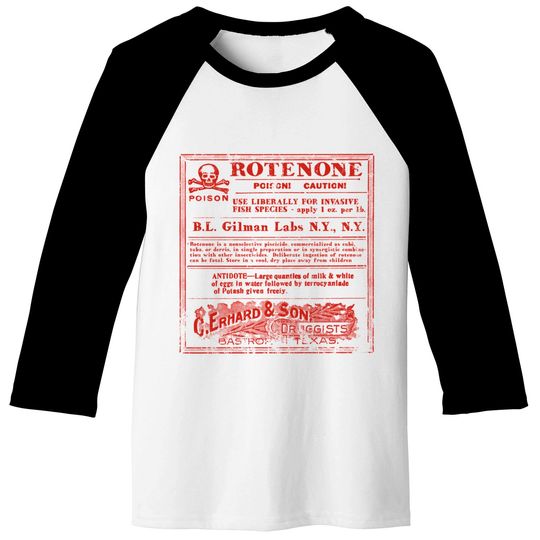 Rotenone Label, distressed - The Creature From The Black Lagoon - Baseball Tees