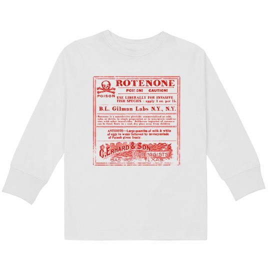 Rotenone Label, distressed - The Creature From The Black Lagoon -  Kids Long Sleeve T-Shirts