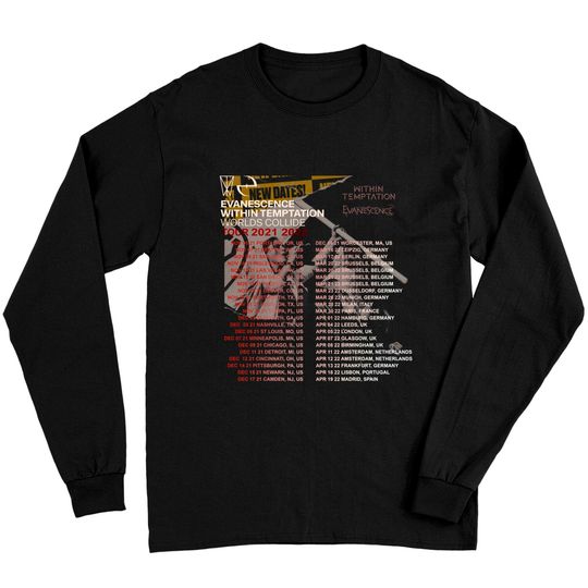 Discover Evanescence Within Temptation Worlds Collide Tour 2022 Long Sleeves