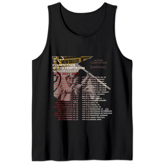 Evanescence Within Temptation Worlds Collide Tour 2022 Tank Tops