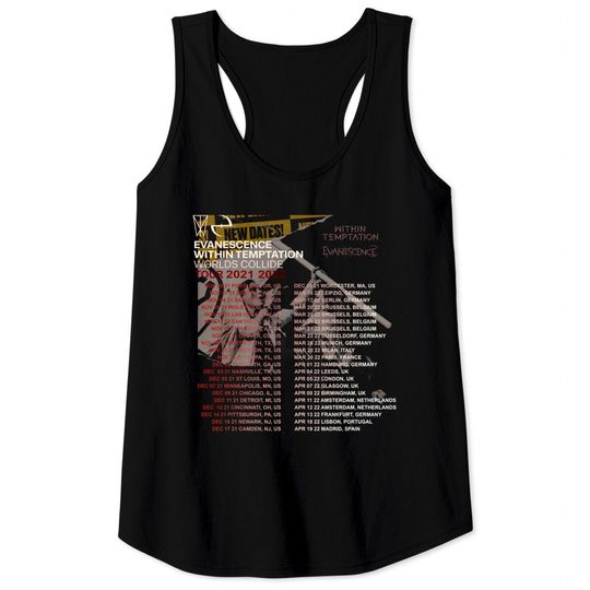 Evanescence Within Temptation Worlds Collide Tour 2022 Tank Tops