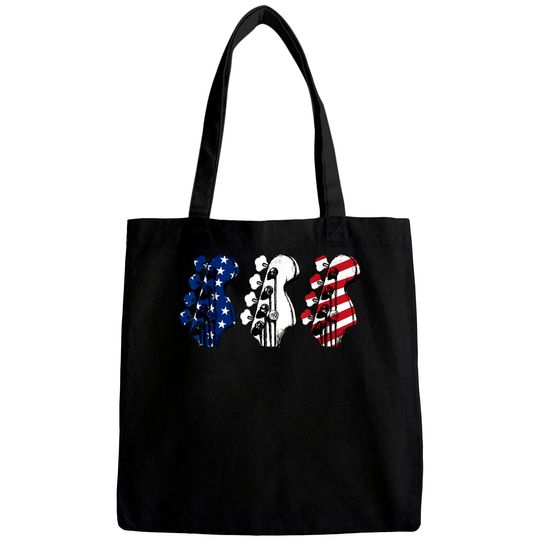 Red White Blue Guitar Head Guitarist 4th Of July Bags