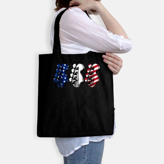 Red White Blue Guitar Head Guitarist 4th Of July Bags
