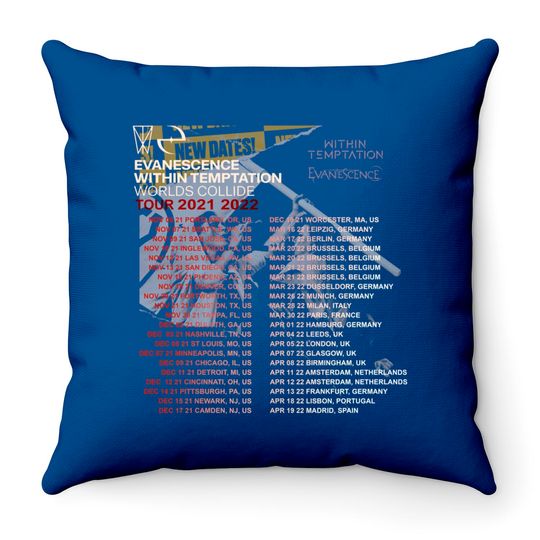 Discover Evanescence Within Temptation Worlds Collide Tour 2022 Throw Pillows