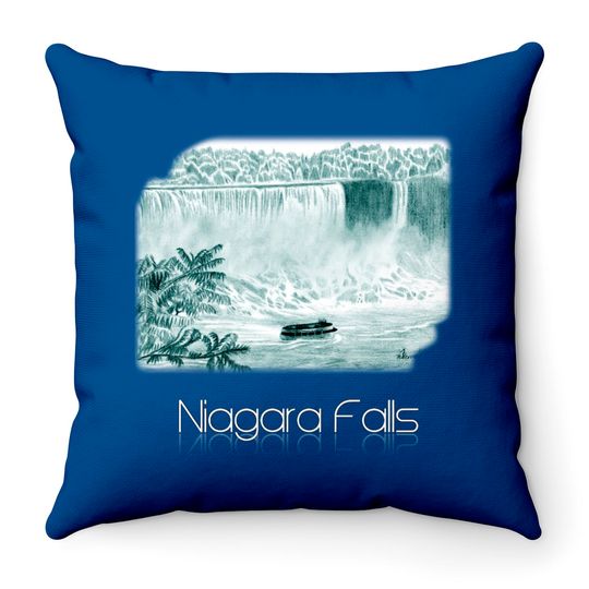 niagara falls F Throw Pillows