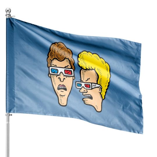 Discover Beavis and Butthead - Dumbasses in 3D - Beavis And Butthead Wearing 3d Glasses - House Flags