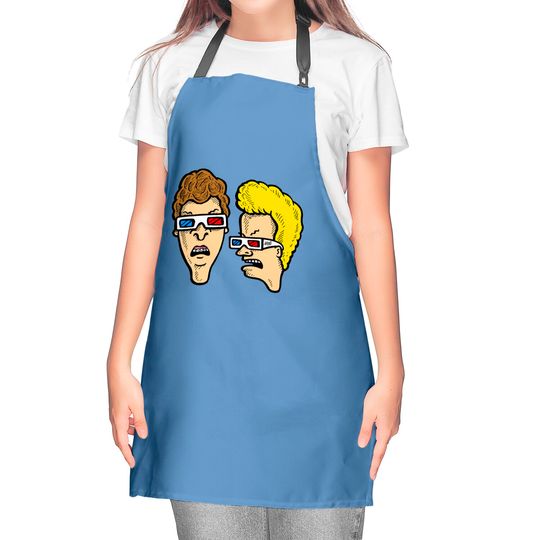 Beavis and Butthead - Dumbasses in 3D - Beavis And Butthead Wearing 3d Glasses - Kitchen Aprons